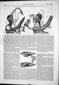 Old Print Wood Reaping Binding Machine Canal Rhone Rhine Mechanical 1876 19th