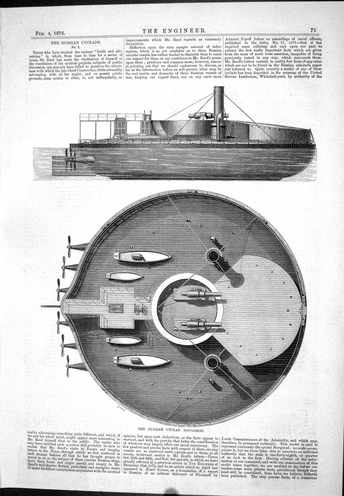 Old Antique Print Engineering Russian Cyclads Novgorod 1876 Reed Diagram 19th