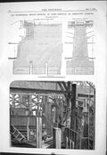 Old Antique Print Blackfriars Bridge 1876 Sections Piers Removal Caissons 19th