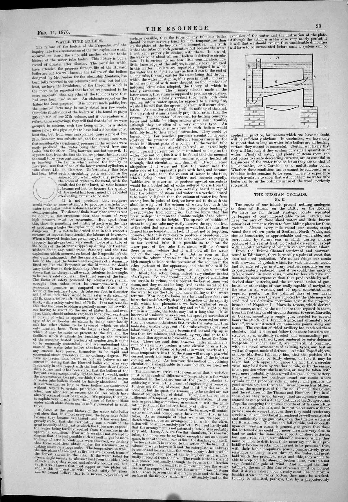 Antique Old Print Engineering Water Tube Boilers Russian Cyclads Jordan 1876