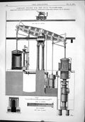 Old Print Cornish Engine Hull Waterworks 1876 Smith Pender Millwall Bells 19th
