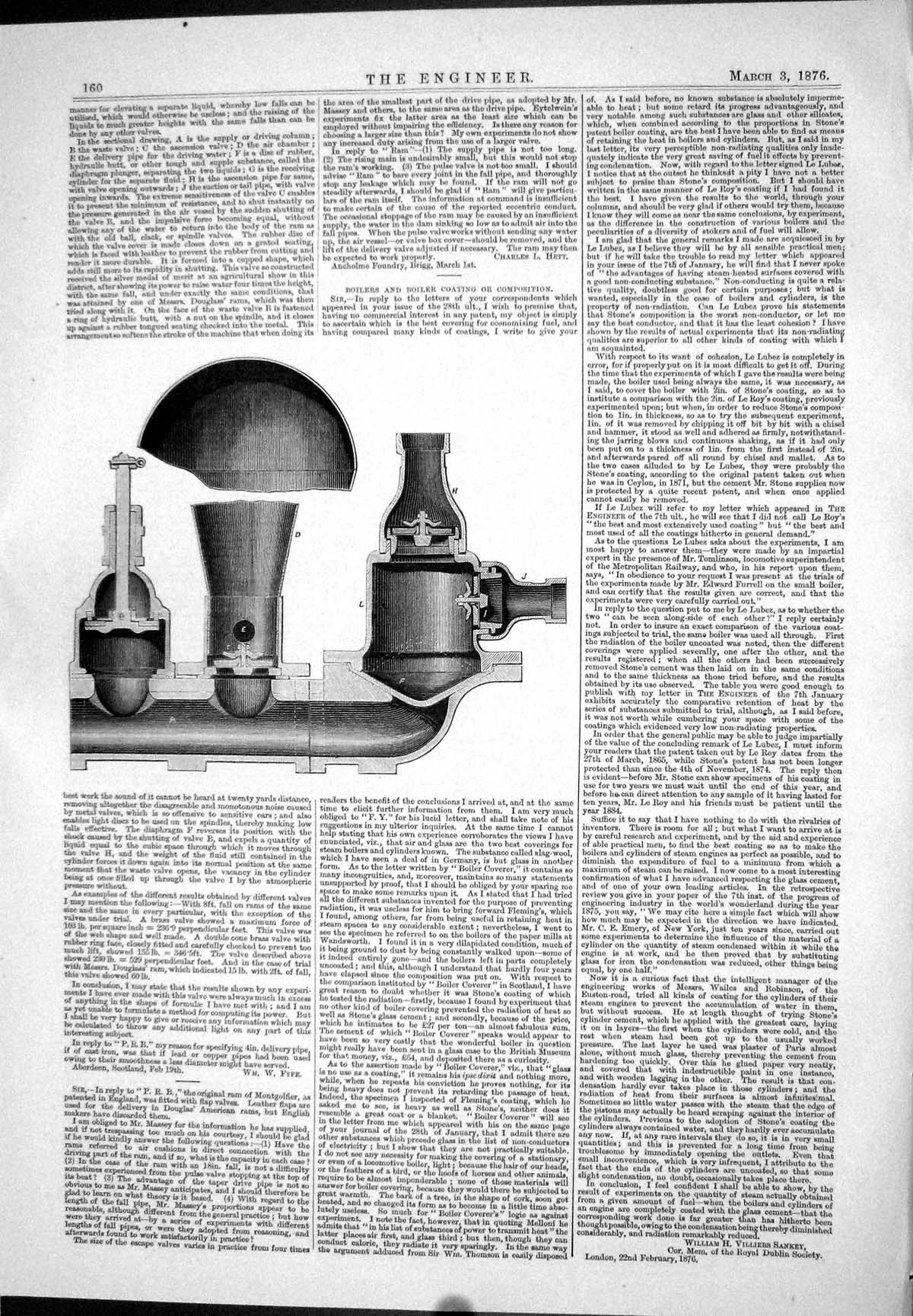 Antique Print Boilers Coating Composition Engineering Sankey Hett Fyfe 1876