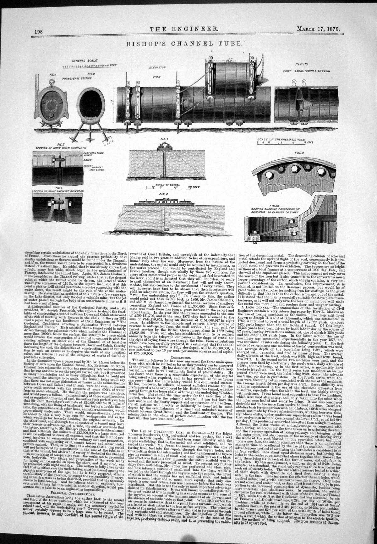 Old Bishop Channel Tube Financial Considerations Pulverised Coal 1876 Victorian