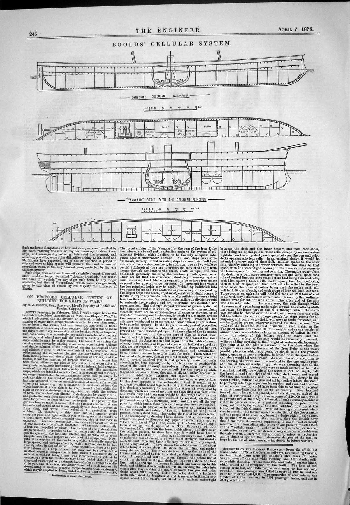 Antique Print Bos Cellular System 1876 Building Ships War German Railways 19th