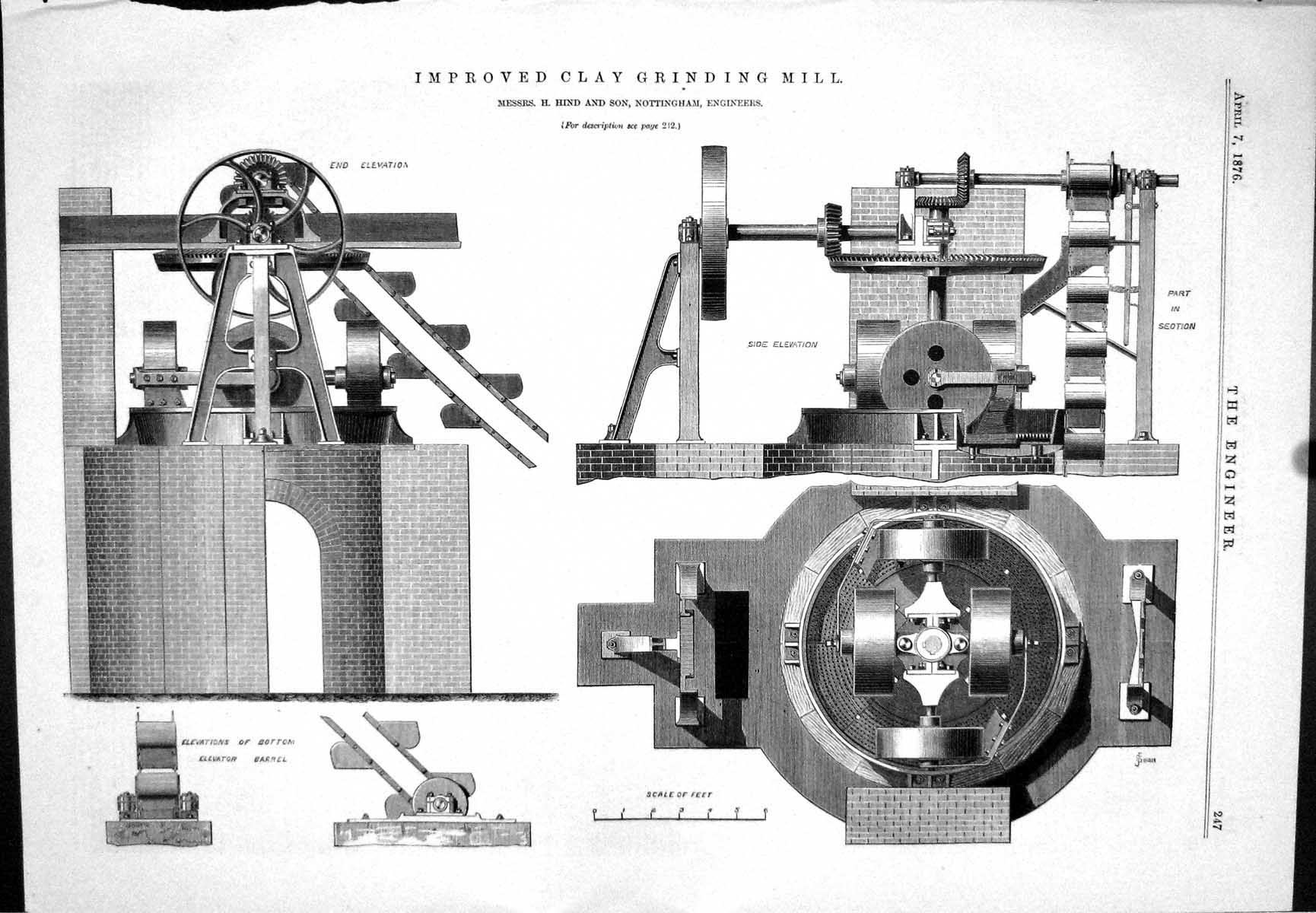 Old Clay Grinding Mill Hind Nottingham Elevation Diagrams 1876 Swain Victorian
