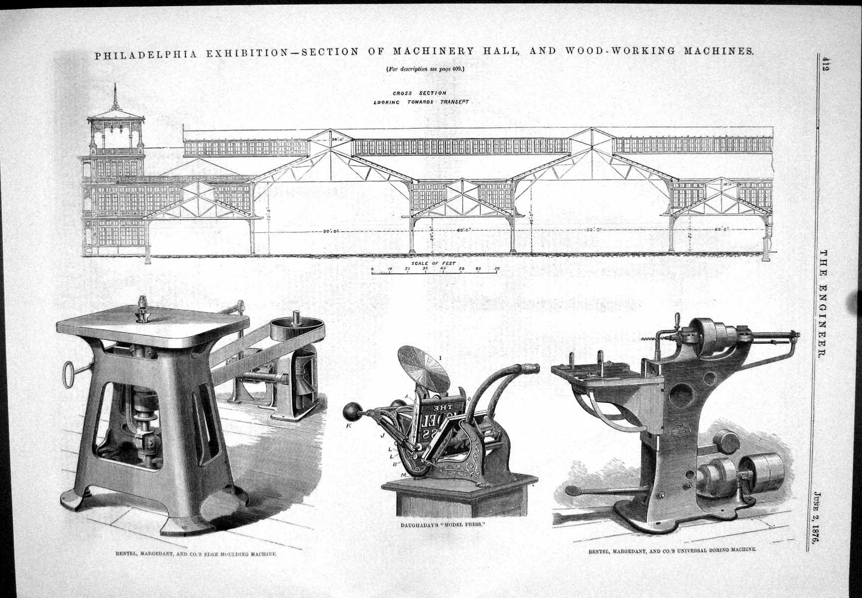 Old Philadelphia Exhibition Machinery Wood-Working Machines Hall 1876 Victorian