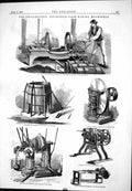 Antique Old Print Philadelphia Exhibition Cask-Making Machinery 1876 Brownlee