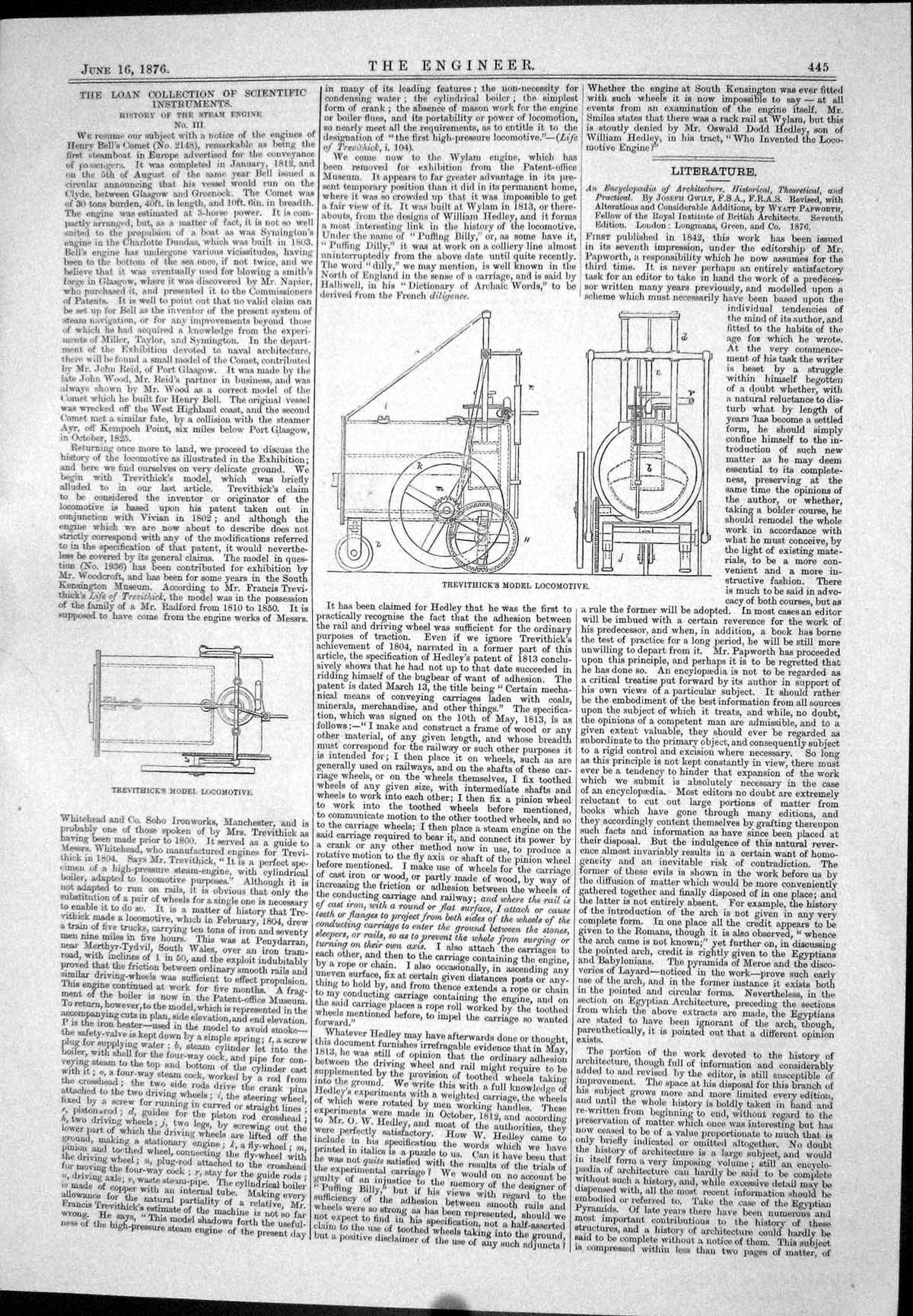 Antique Print Loan Engineering Scientific Instruments Locomotive Model 1876