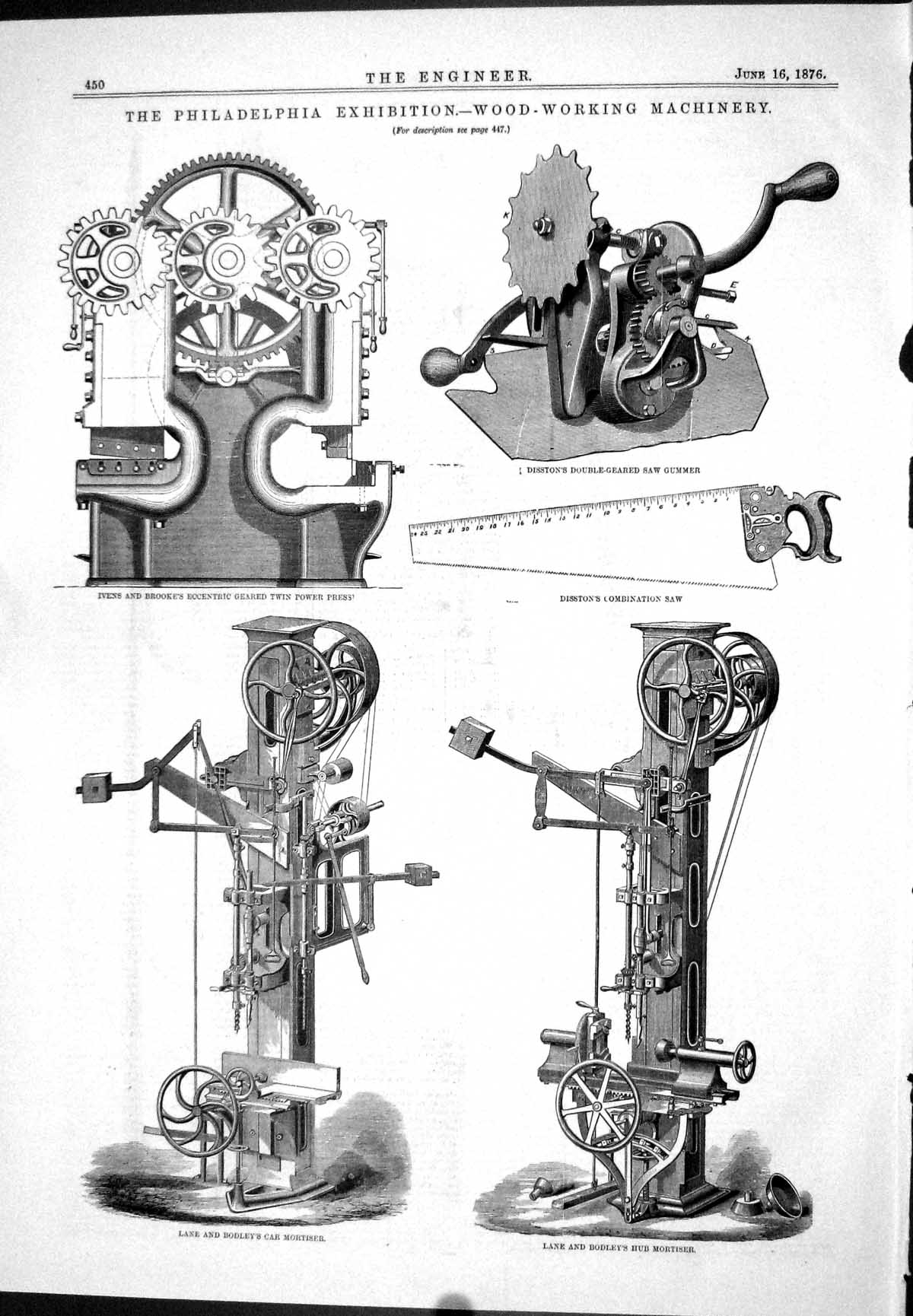 Old Philadelphia Exhibition Wood-Working Machinery Ivens Brooke 1876 Victorian