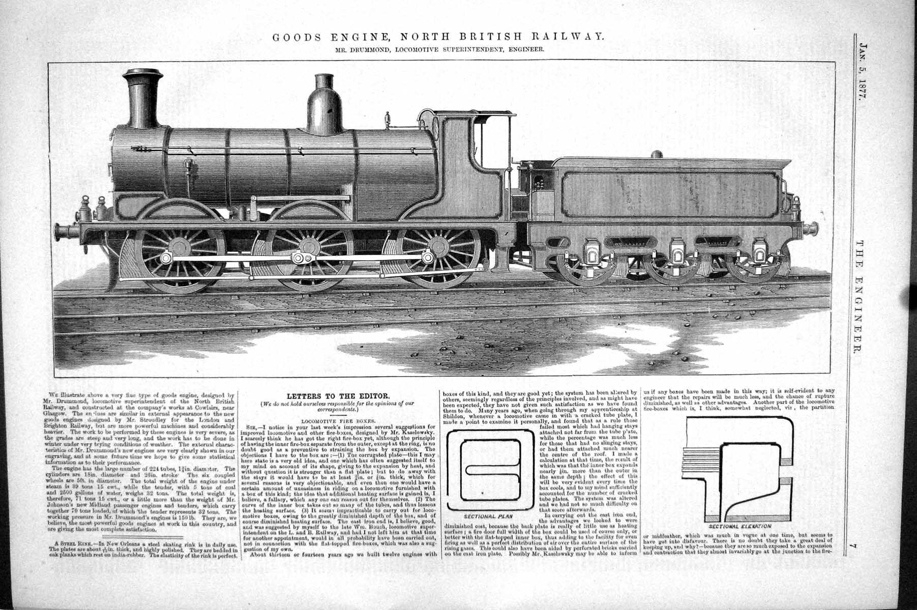 Old 1877 Engineering Goods Engine British Railway Drummond Superinten Victorian