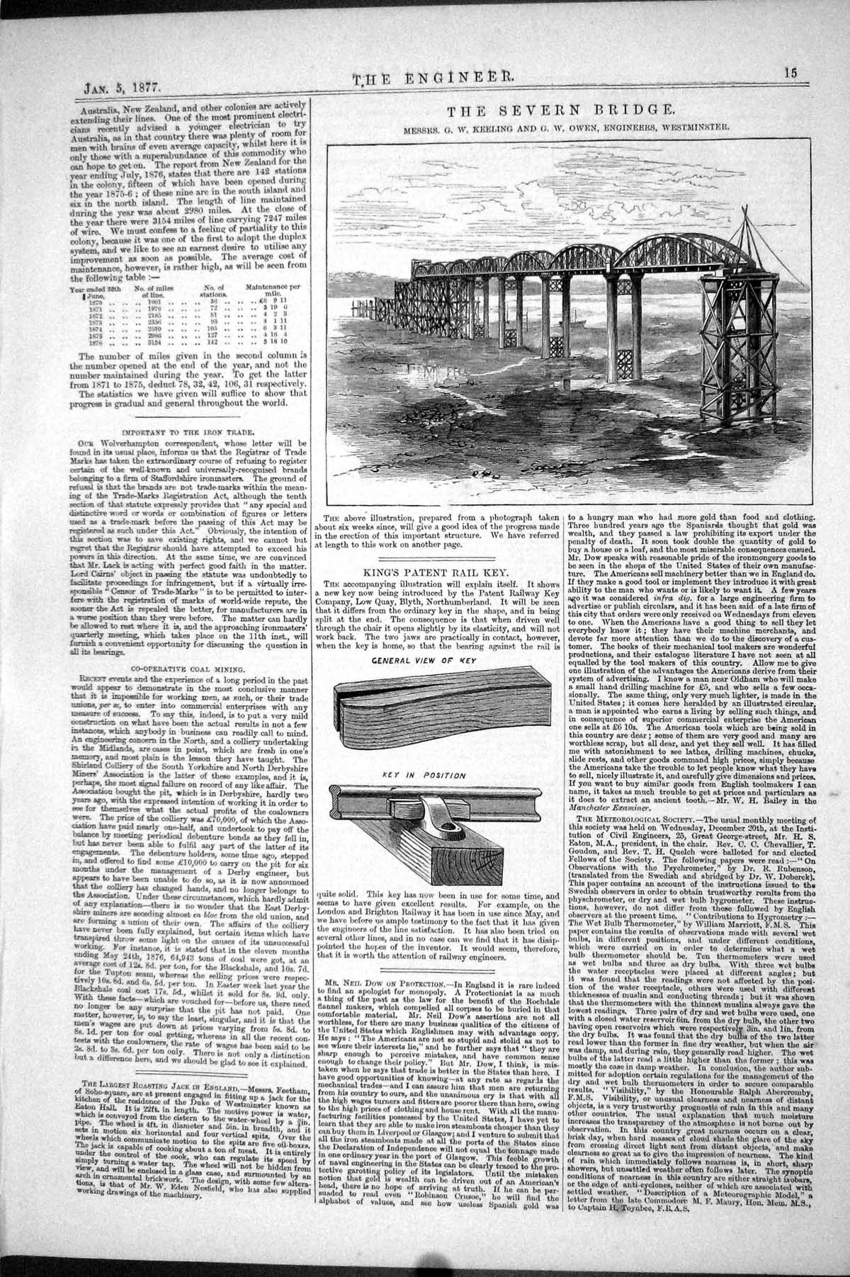 Old 1877 Engineering Severn Bridge Keeling Owen Westminster King Rail Victorian