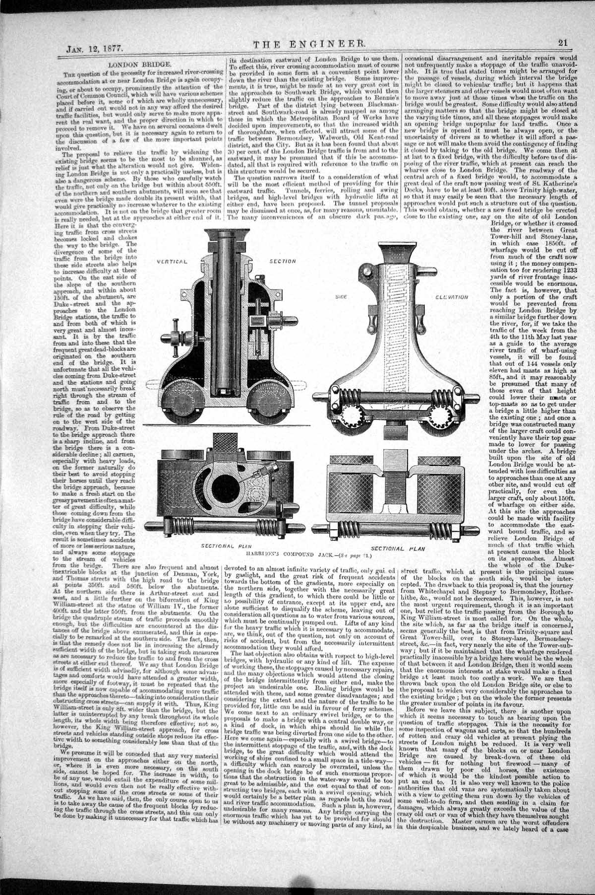 Old 1877 Engineering Harrison Compond Jack Instruments Sectional Plan Victorian