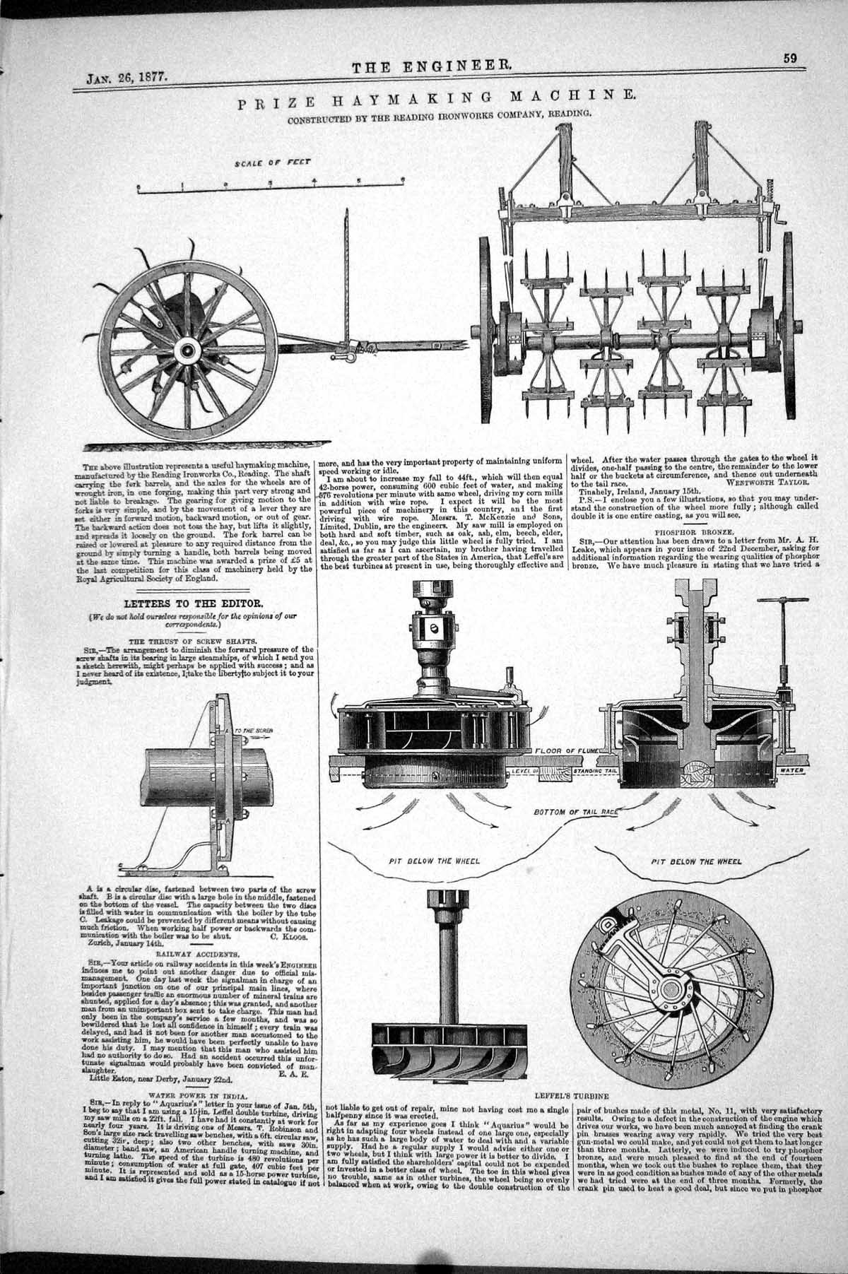 Antique Print 1877 Prize Haymaking Machine Reading Ironworks Reading Leffel
