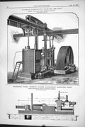 Antique Old Print 1877 Patent Compound Corliss Engine Douglas Grant Kirkcaldy