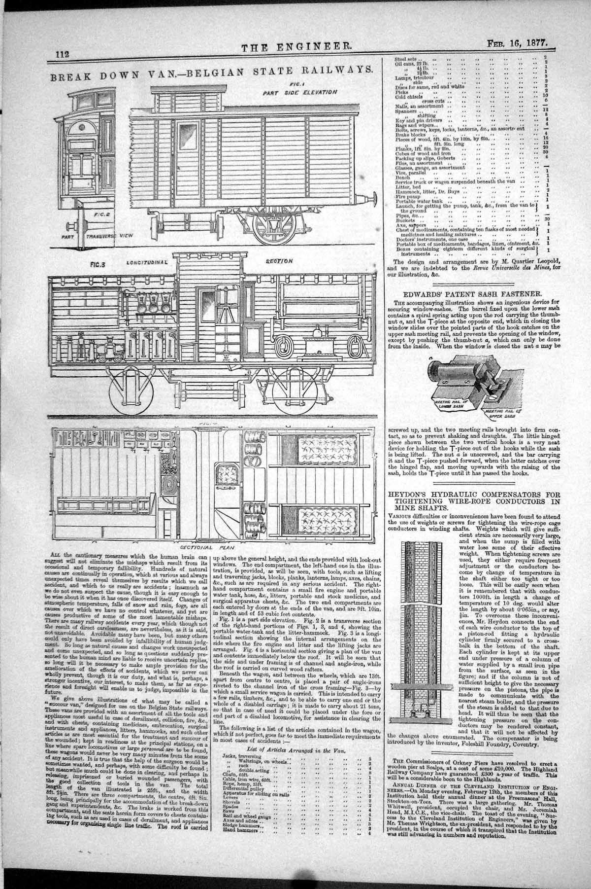 Old 1877 Engineering Break Down Van Belgian State Railway Carriage He Victorian
