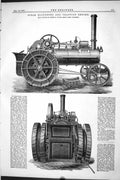 Old Print 1877 Steam Ploughing Traction Engine Savage Nicholas Machinery 19th
