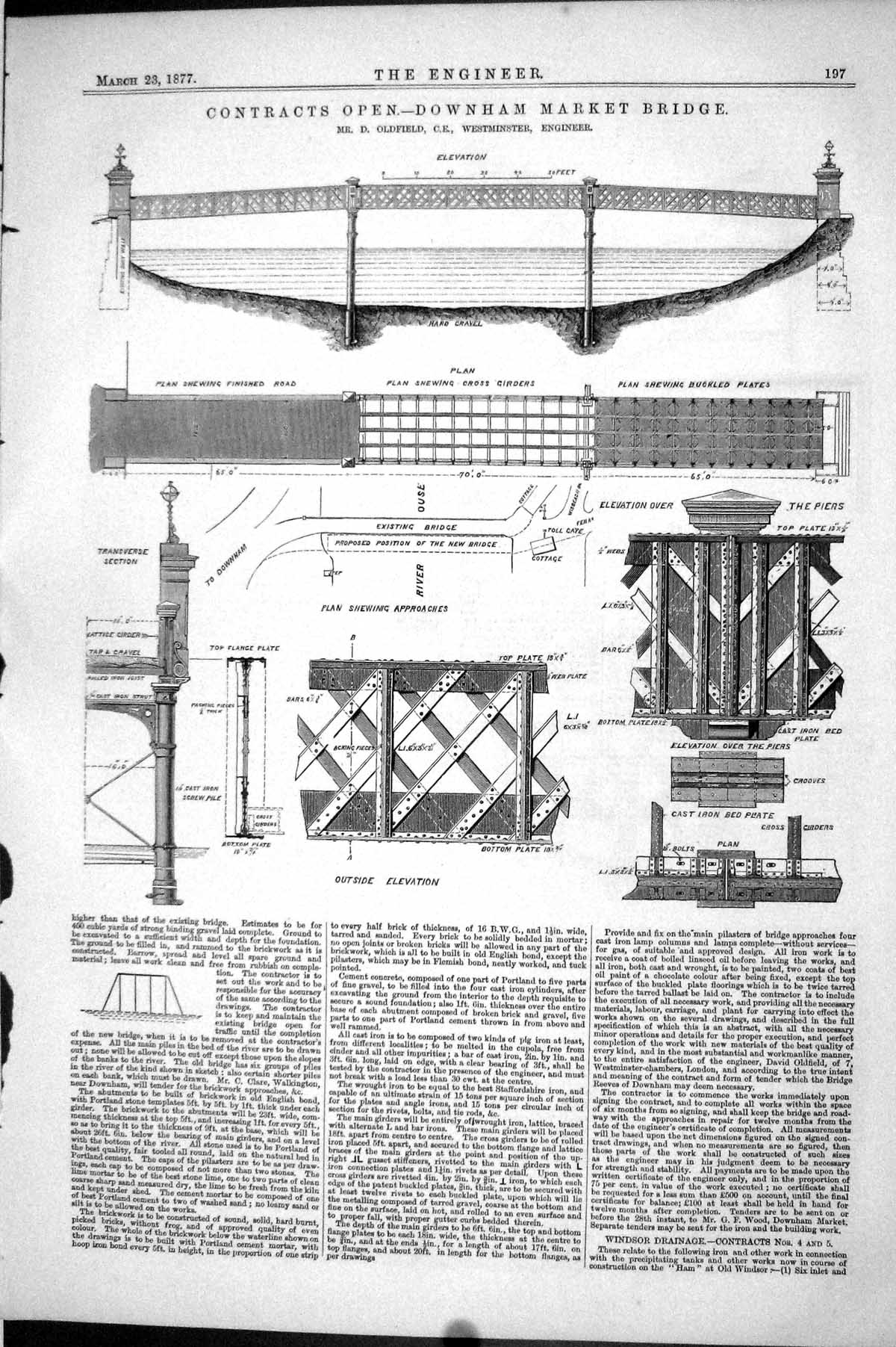 Antique Print 1877 Downham Market Bridge Contracts Open field Westminster 19th