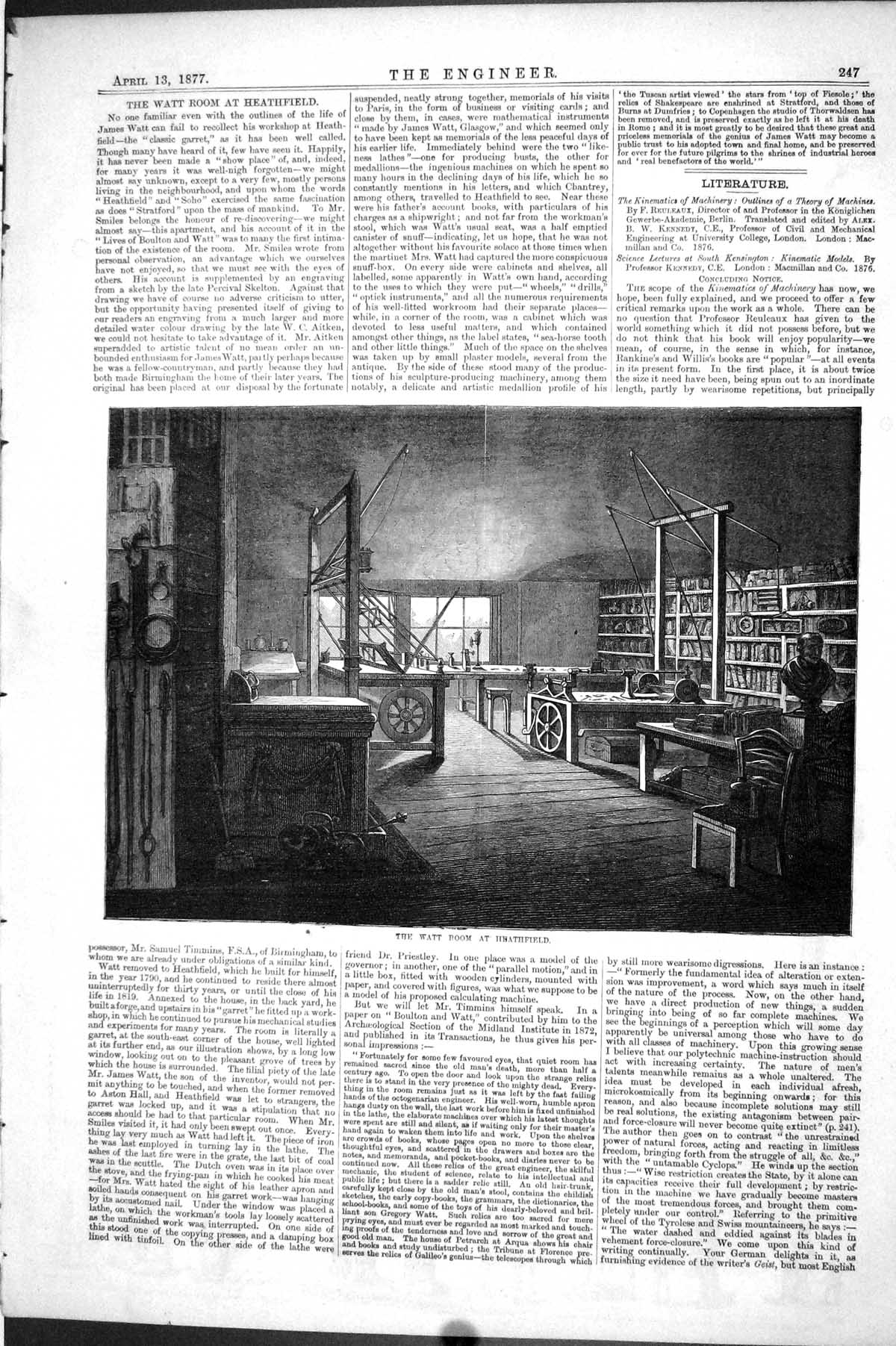 Old 1877 Engineering Interior Watt Room Heathfield Machinery Instrume Victorian