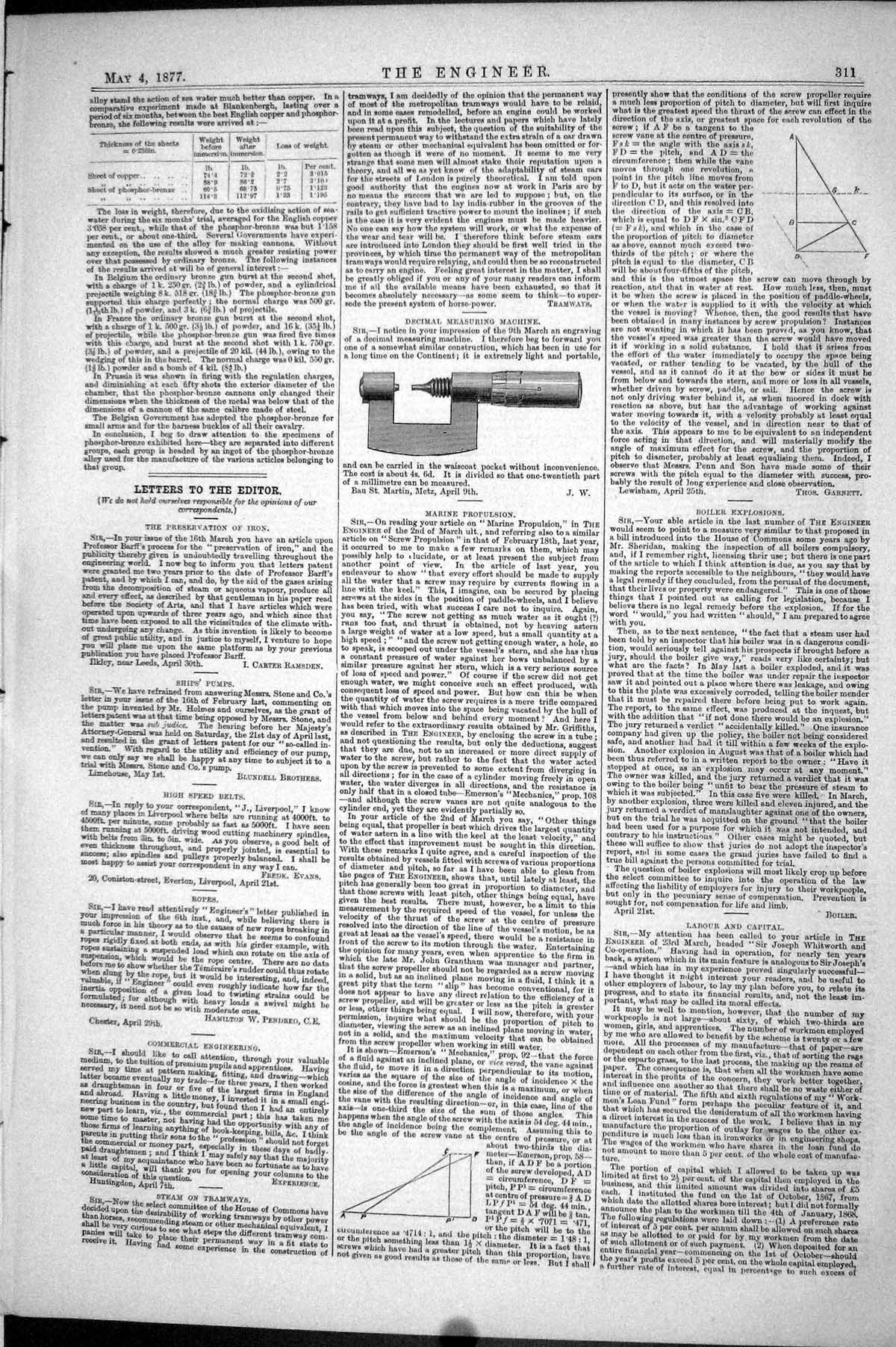 Original Old Antique Print 1877 Engineering Decimal Measuring Machine Diagrams