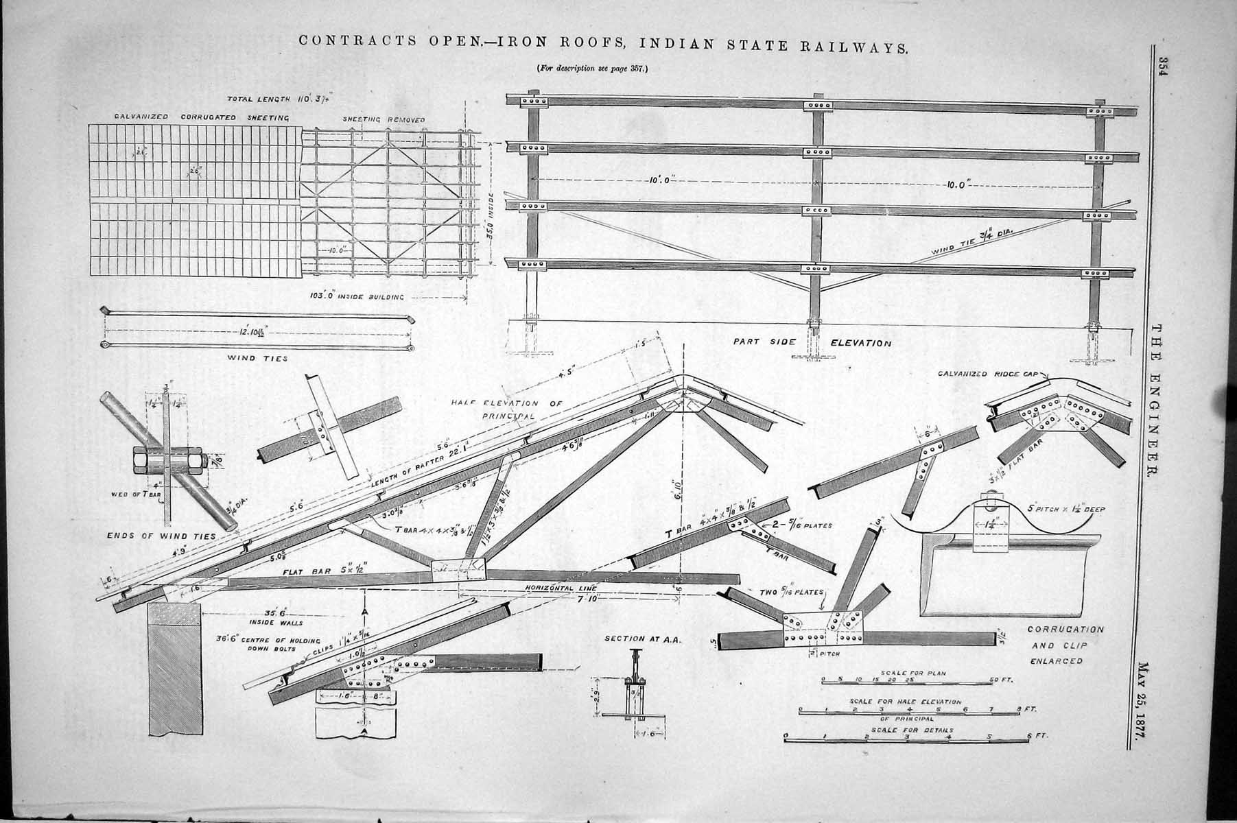 Old 1877 Engineering Contracts Open Iron Roofs Indian State Railways Victorian