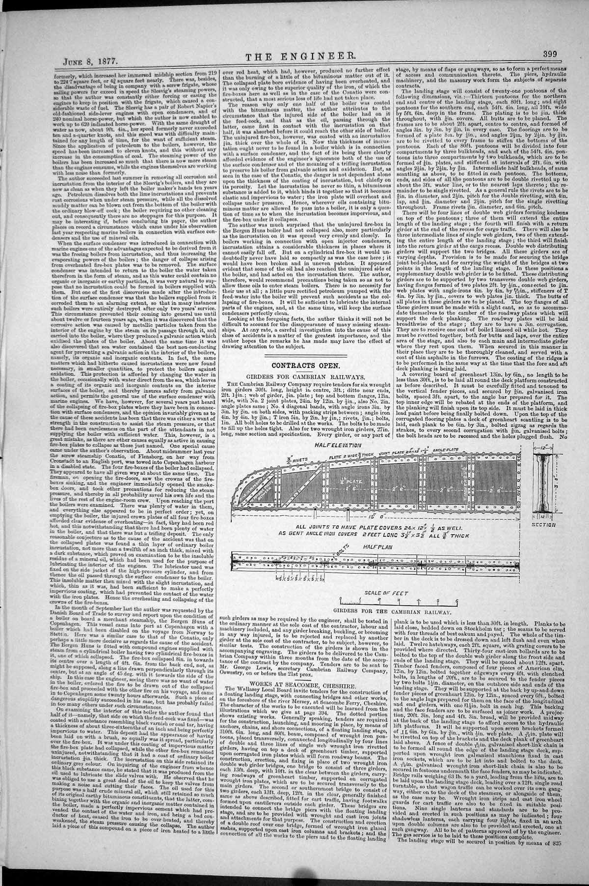 Antique Print Girders Cambrian Railway Joints Platecovers 1877 Engineering 19th