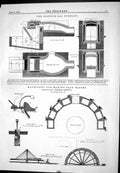 Old Print 1877 Boetius Gas Furnace Machinery Making Slag Blocks Woodward 19th