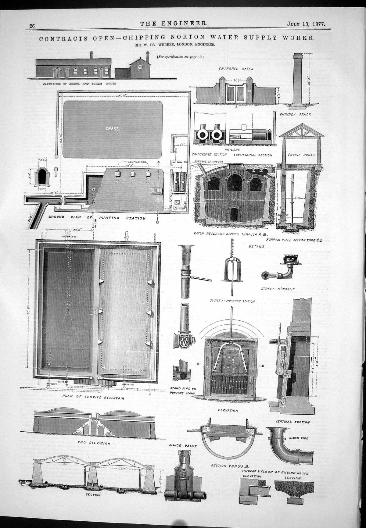 Old 1877 Chipping Norton Water Supply Works Webber Reservoir Chimney Victorian