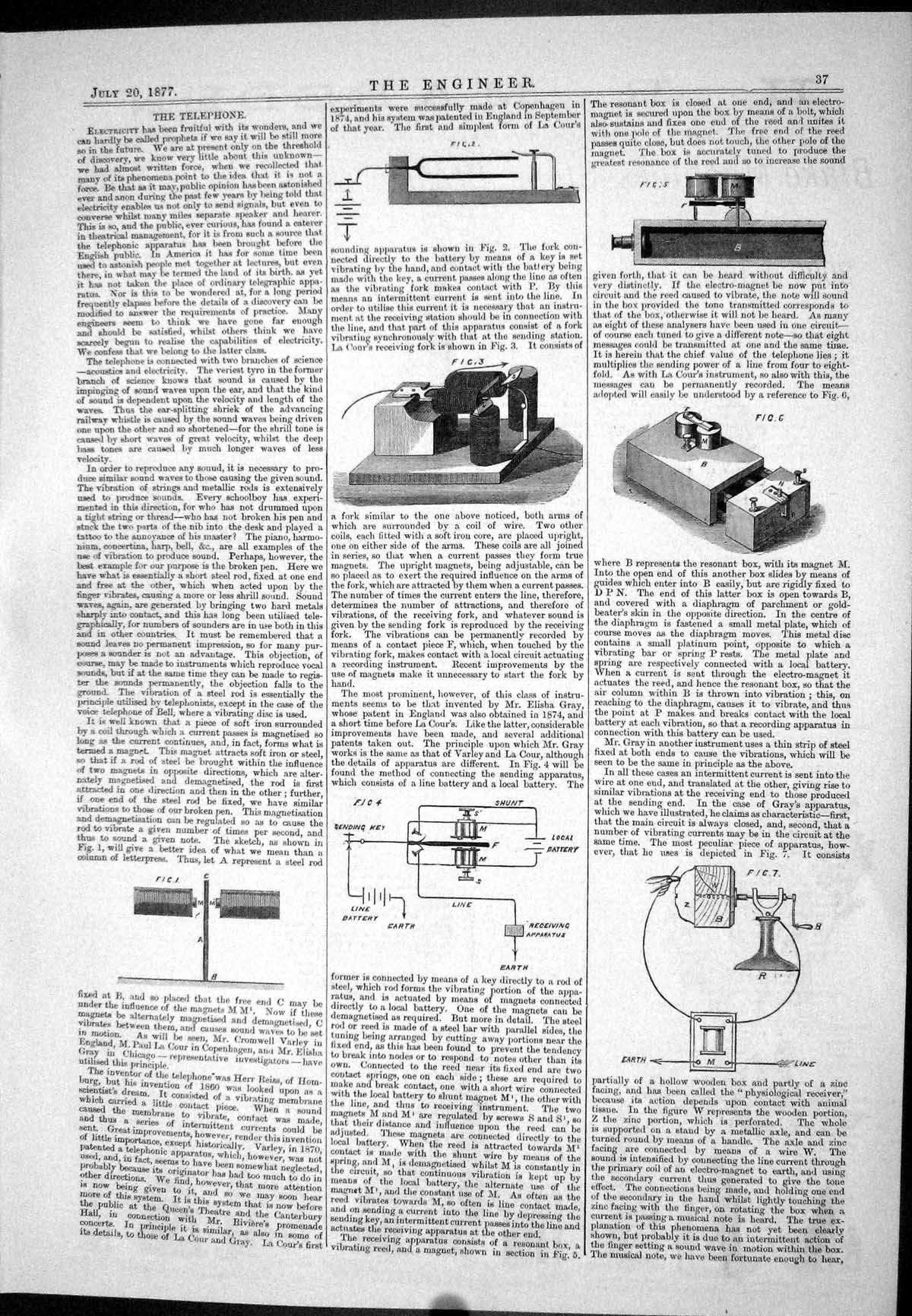 Old Engineering 1877 Telephone Diagrams Machinery Earth Line Science Victorian