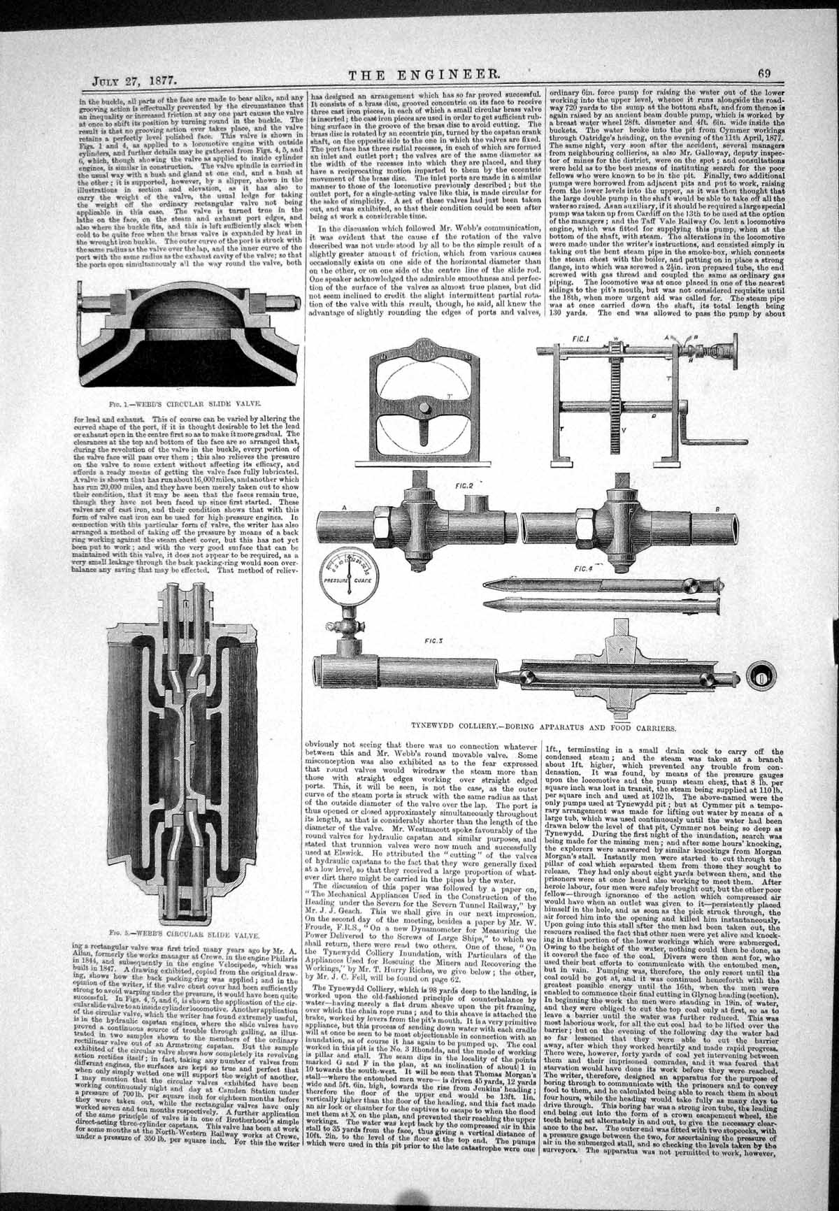 Old Wheels Circular Slide Valve Webb Tynewydd Colliery Boring Plan 18 19th