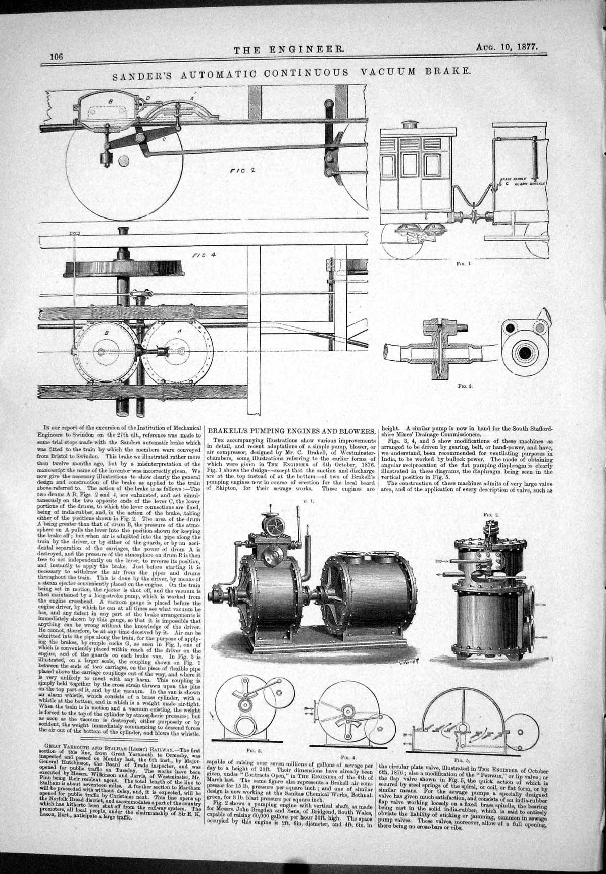 Antique Print 1877 Sander Automatic Continuous Vacuum Brake Brakell Engines