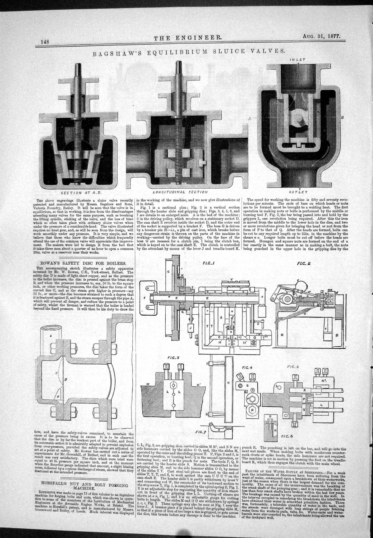 Old 1877 Bagshaw Equilibrium Sluice Valves Rowan Safety Disc Boilers Victorian