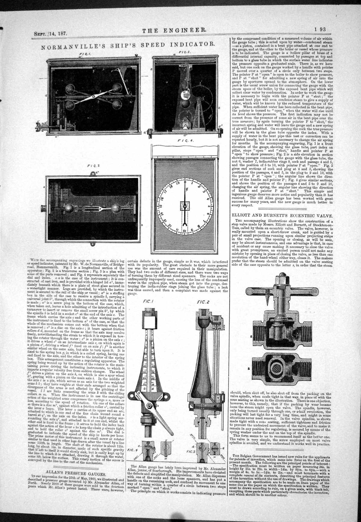 Old 1877 Normanville Ships Speed Indicator Allan Gauges Elliott Burne Victorian