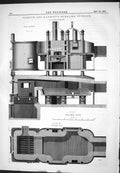 Antique Old Print 1877 Caddick Maybery Puddling Furnace Machinery Instruments