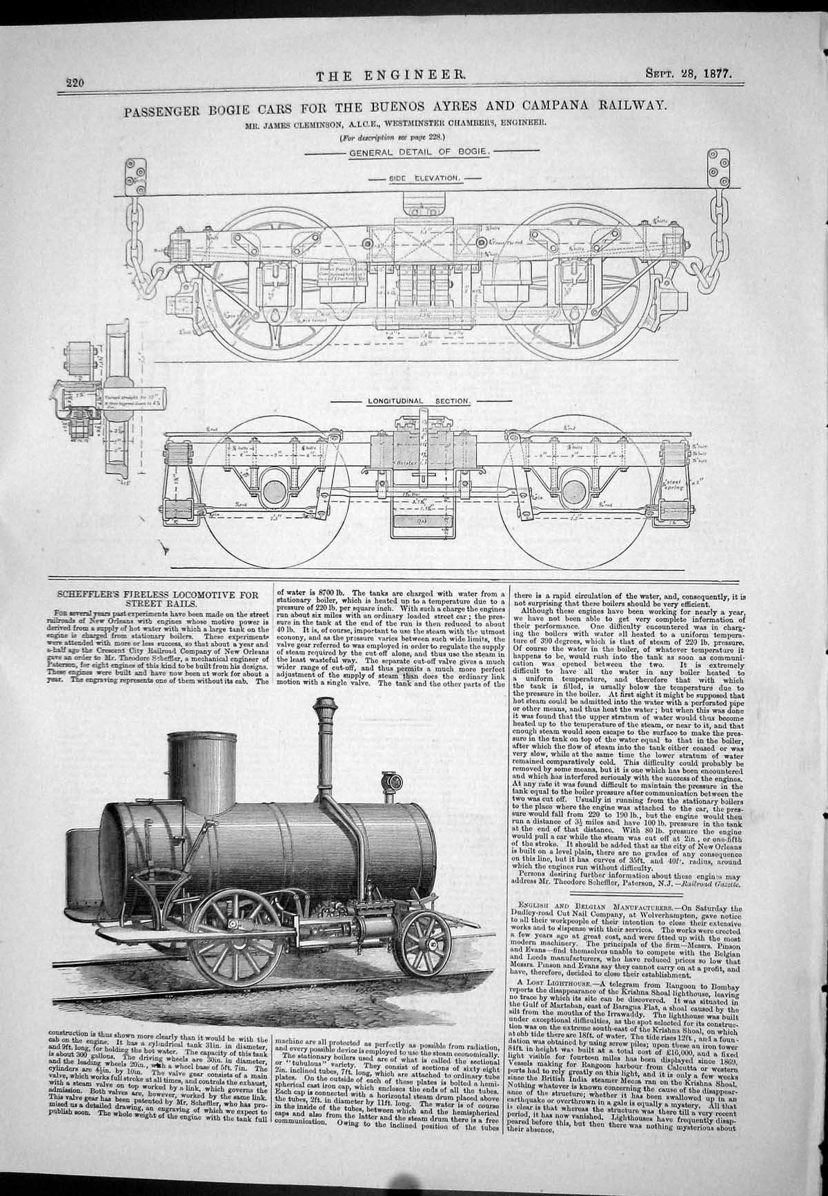 Old 1877 Passenger Bogie Cars Buenos Ayres Campana Railway Cleminson Victorian