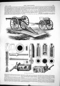 Old Print 1877 Uchatius Bronze Steel Guns Weapons Obelisk St. Peters Rome 19th
