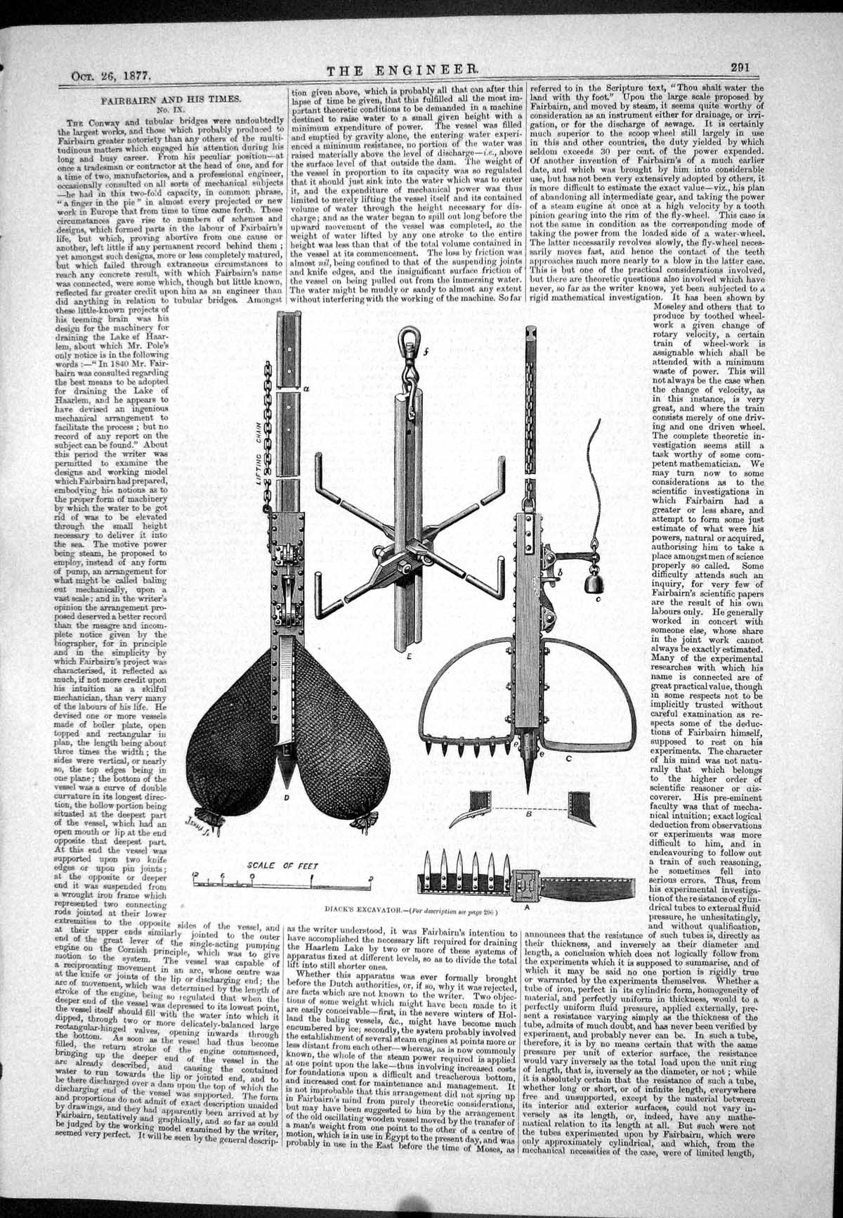Old Engineering 1877 Diack Excavator Lifting Chain Machinery Instrume Victorian