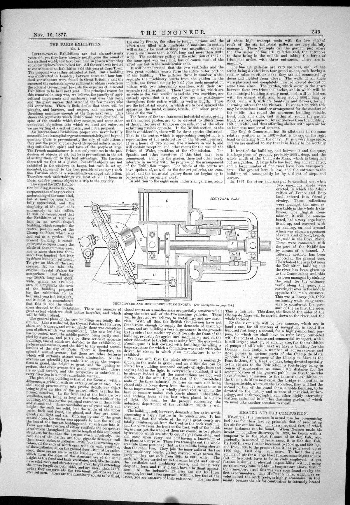 Old Engineering 1877 Churchward Messenger Steam Engine Sectional Plan Victorian