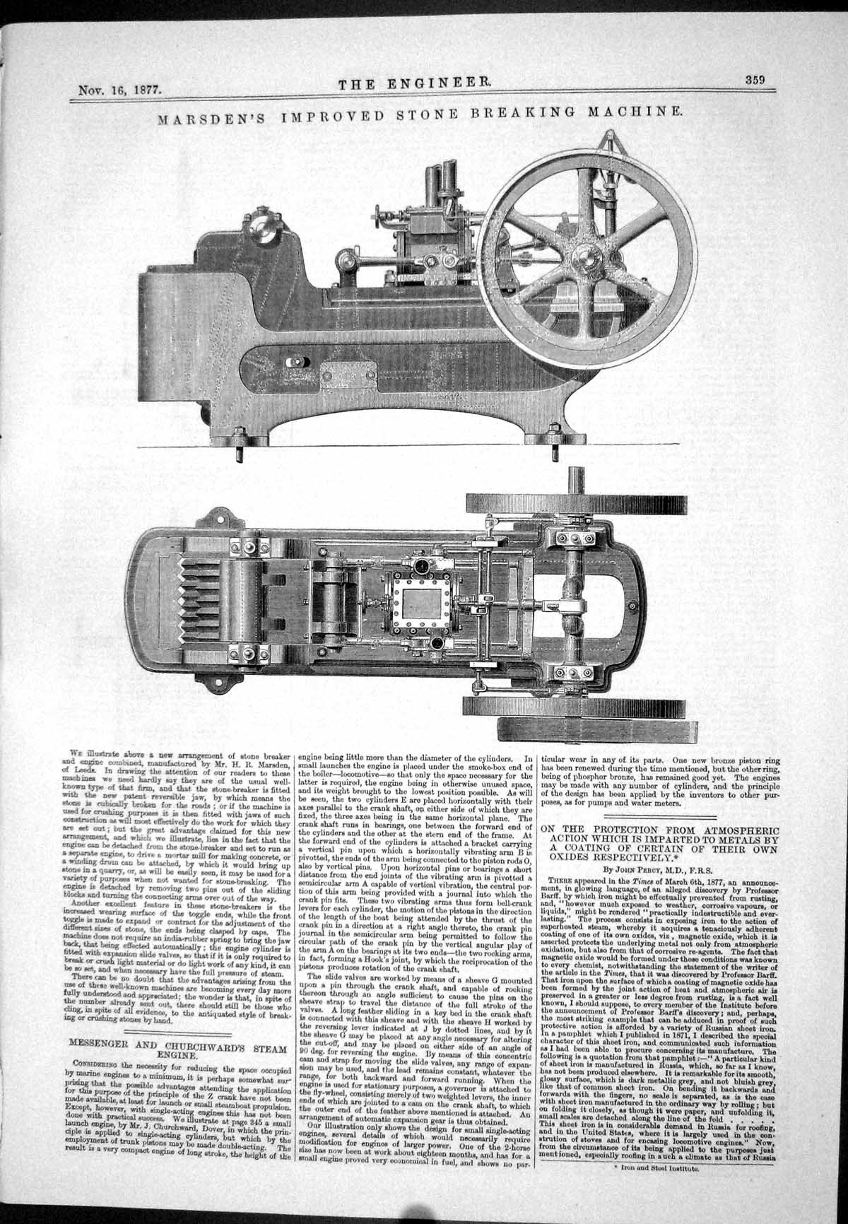 Old Engineering 1877 Marsden Improved Stone Breaking Machine Instrume Victorian