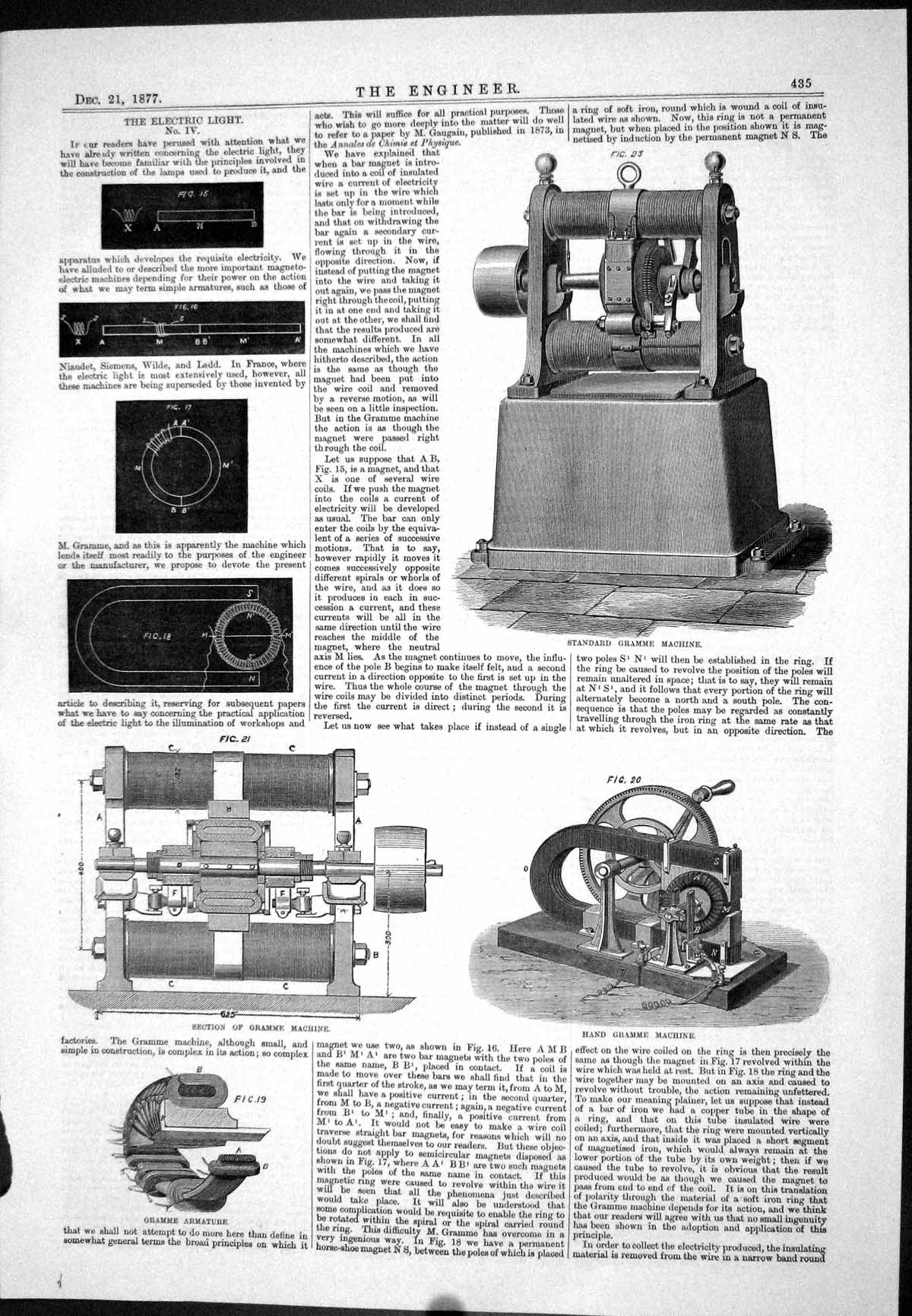 Old Engineering 1877 Electric Light Gramme Machine Armature Machinery Victorian
