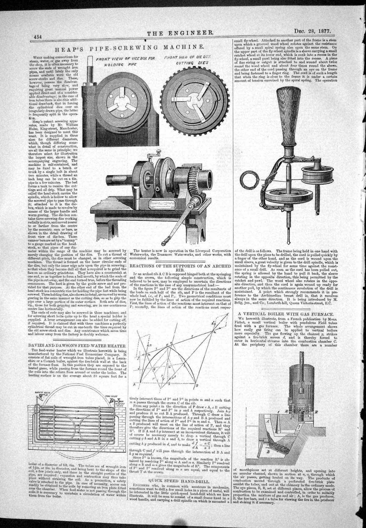 Old 1877 Heap Pipe-Screwing Machine Davies Dawson Water Heater Boiler Victorian