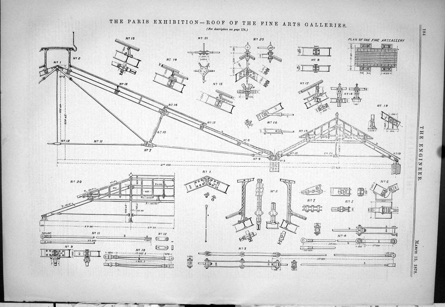 Old 1878 Paris Exhibition Engineering Fine Arts Galleries Rodiagrams Victorian