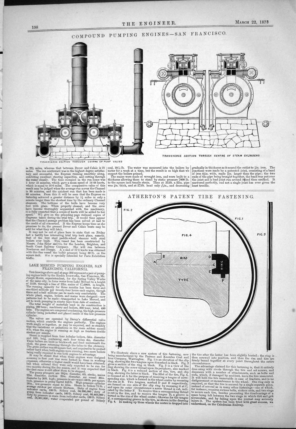 Old 1878 Compound Pumping Engines San Francisco Atherton Tire Fasteni Victorian