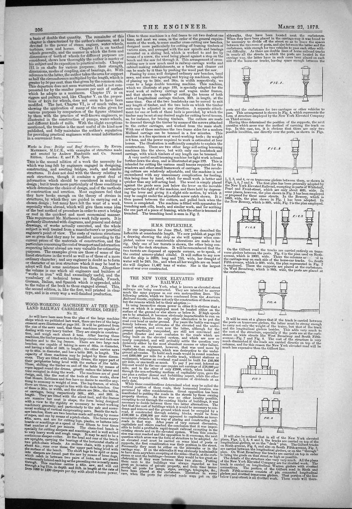 Old Wood-Working Machinery Inflexible New York Railway Iron Steel 187 Victorian