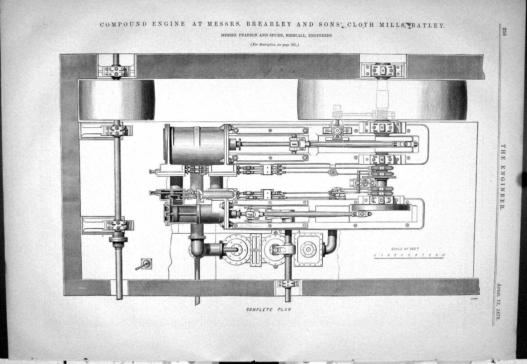 Old 1878 Compound Engine Messrs Brearley Cloth Mill Batley Pearson Sp Victorian