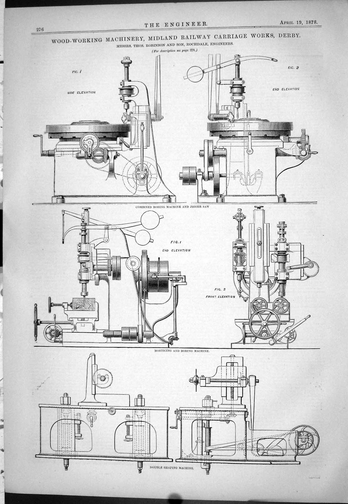 Old 1878 Wood-Working Machinery Midland Railway Carriage Works Derby Victorian