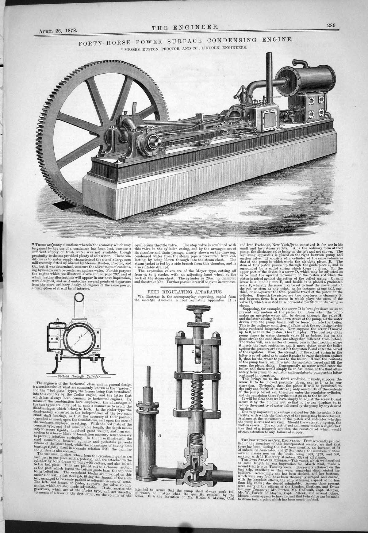 Old Surface Condensing Engine Ruston Proctor 1878 Feed Steel Boilers Victorian