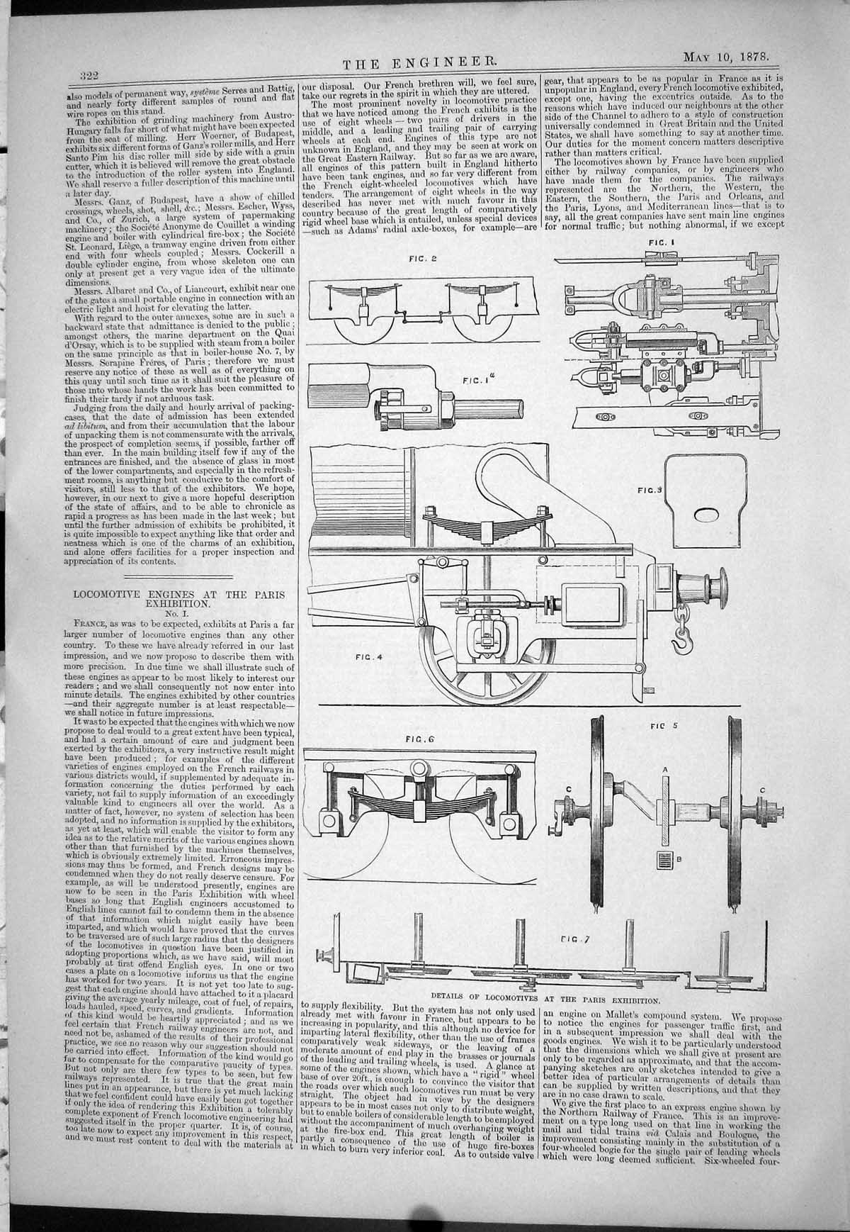 Old 1878 Locomotive Engines Paris Exhibition Details Diagrams France Victorian
