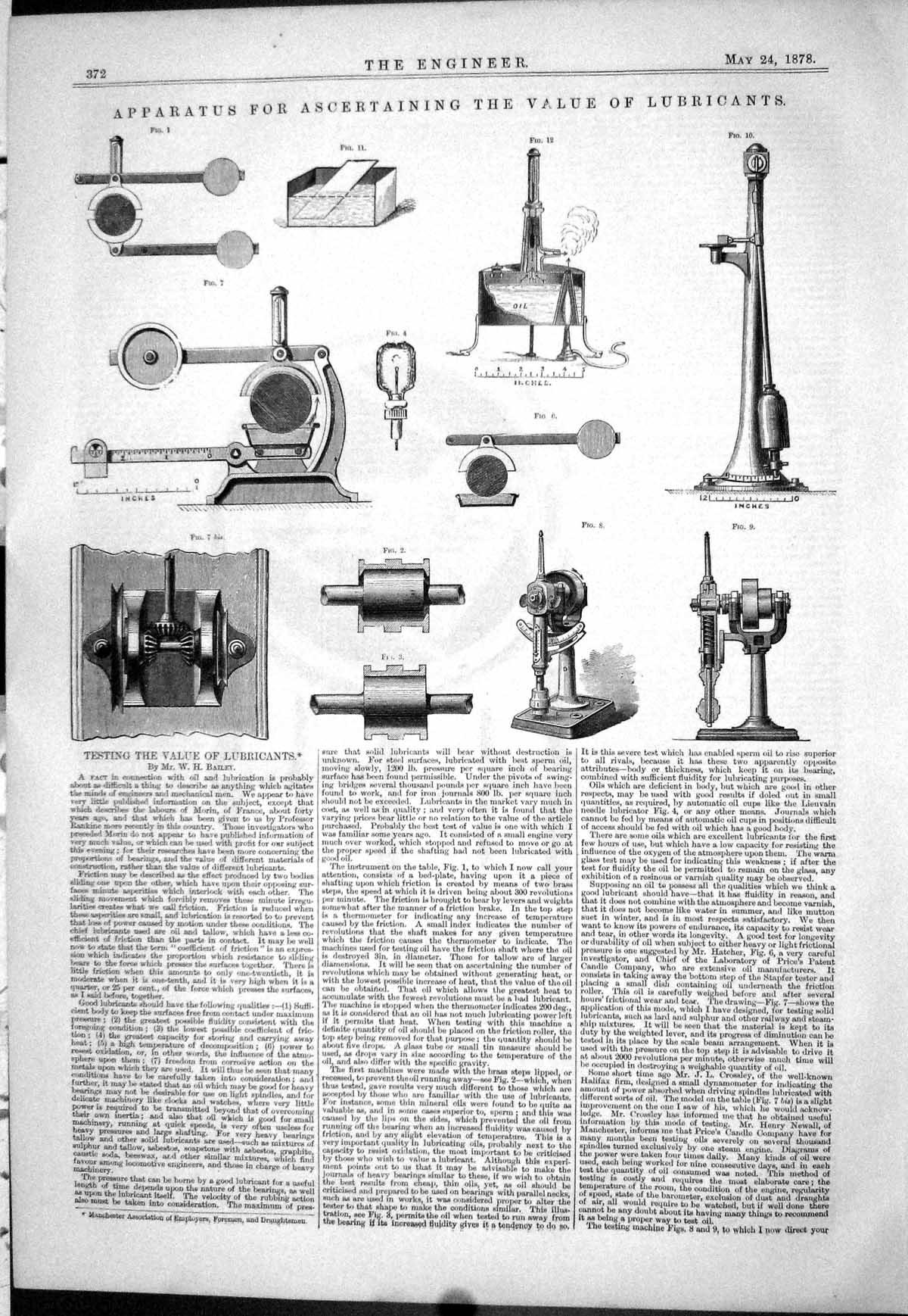 Antique Old Print 1878 Apparatus Ascertaining Value Lubricants Bailey Testing