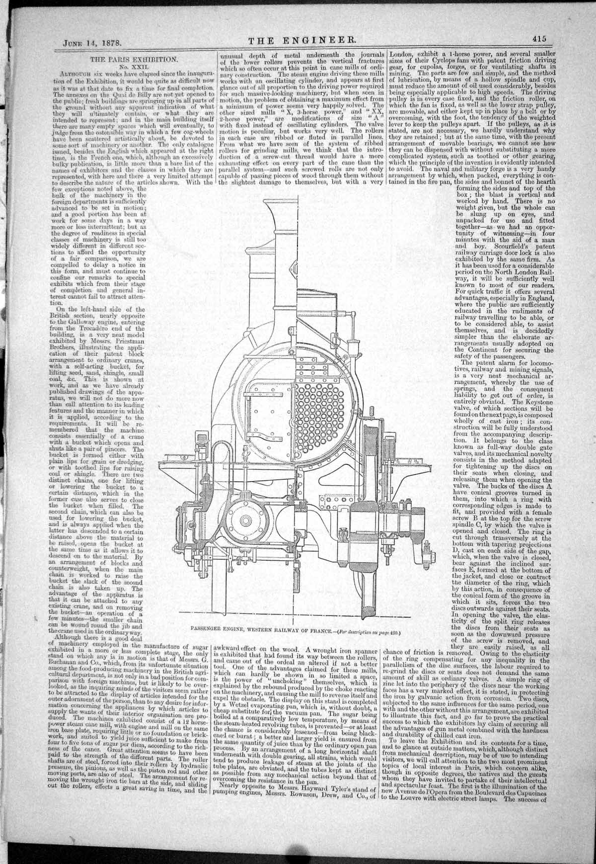 Antique Print Passenger Engine Paris Exhibition 1878 Water-Tight Bulkheads 19th