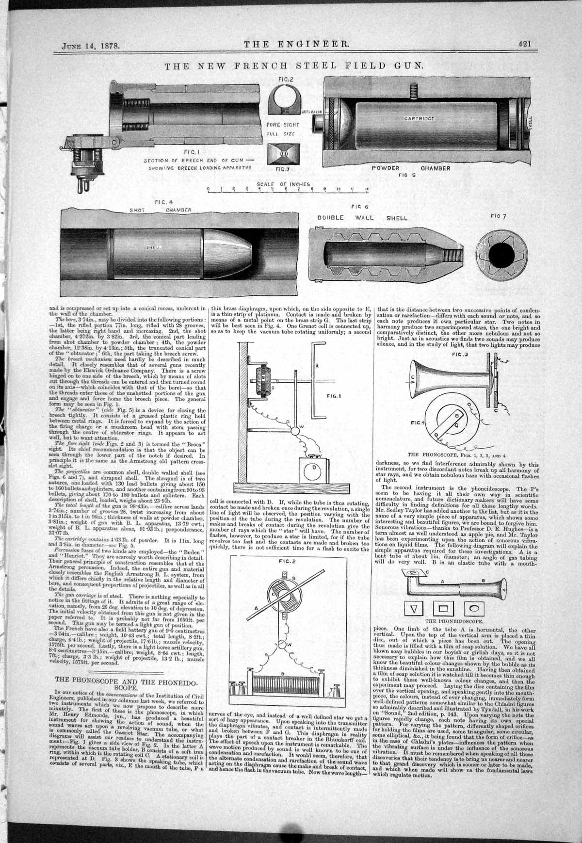 Old 1878 Engineering French Steel Field Gun Phonoscope Phoneidoscope Victorian